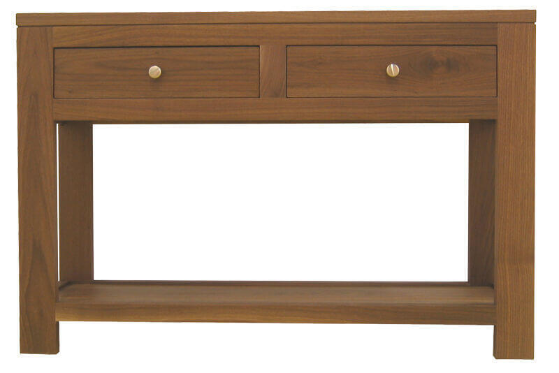 12450 Console 2 tiroirs Noyer naturel - Bois 100% massif