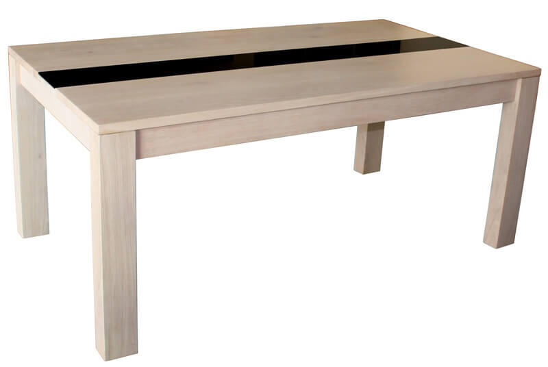 Table rectangulaire Chêne blanchi et verre 21570