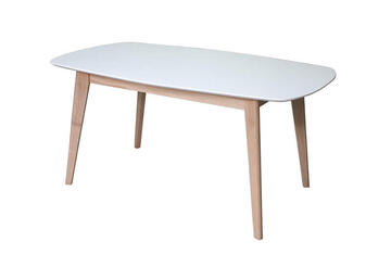 Table ovale Chêne blanchi et Fénix blanc 61640