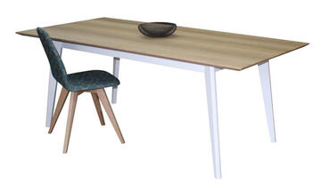 Table rectangulaire Chêne blanchi et laqué effet métal 61569