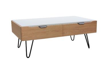 Table basse rectangulaire Chêne blanchi et laqué B2561