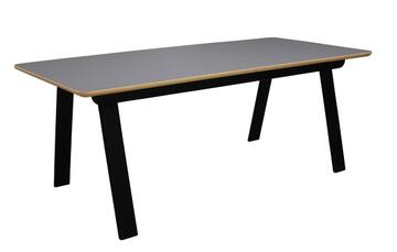 G1570 table rectangulaire chêne wengé noir dessus fénix gris chant bois massif allonge milieu angles chants arrondis