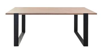 M1701_table chêne blanchi plateau chant droit piétement métal en u sur mesure made in bretagne