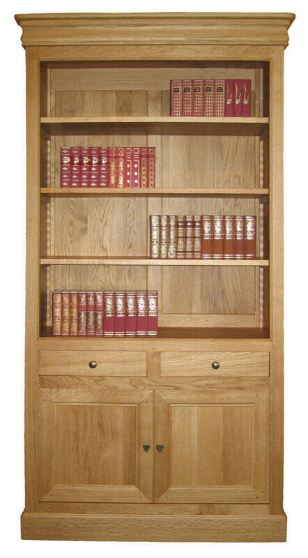LP1473 Bibliothèque bas 2 portes haut ouvert Chêne naturel
