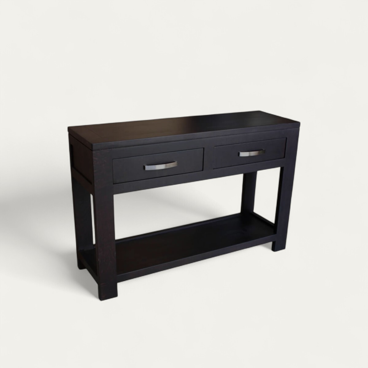 12450_console 2 tiroirs double plateau chêne wengé noir bois massif sur mesure made in bretagne
