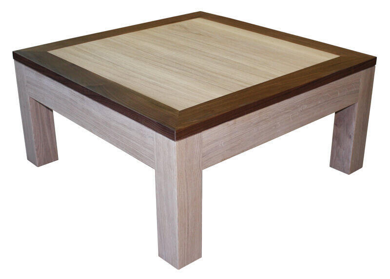 Table basse carrée Chêne blanchi et Noyer naturel 12550