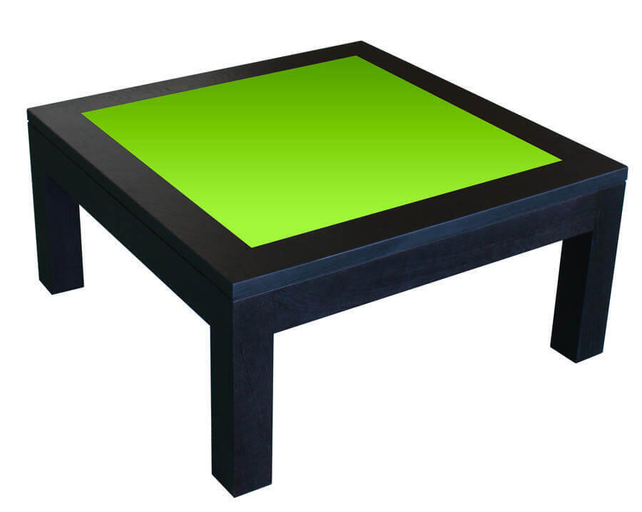 Table basse carrée Chêne wengé noir et verre laqué 12550