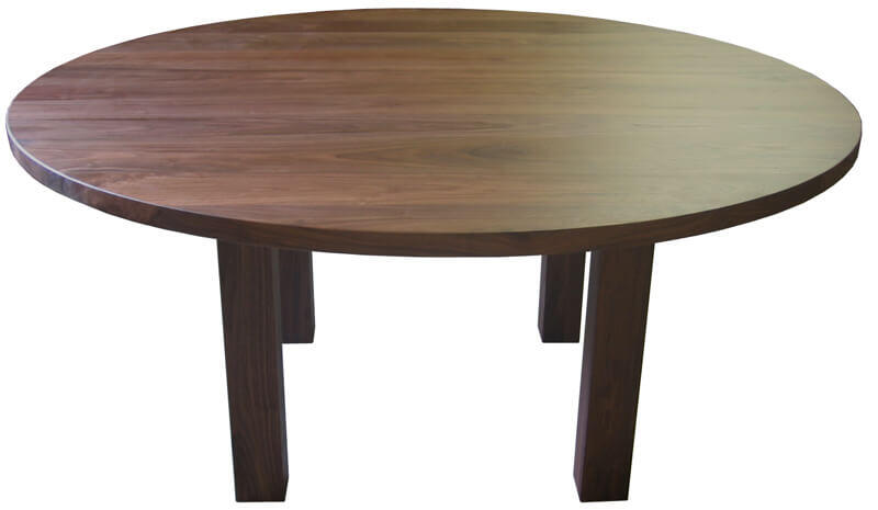 01680 Table ronde pieds carré Noyer naturel