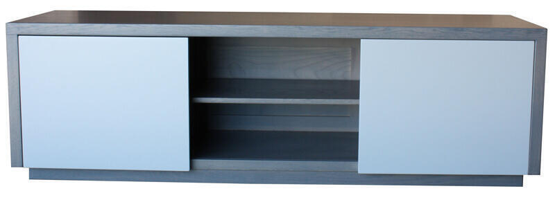 22260 Meuble TV Chêne grisé 2 portes coulissantes