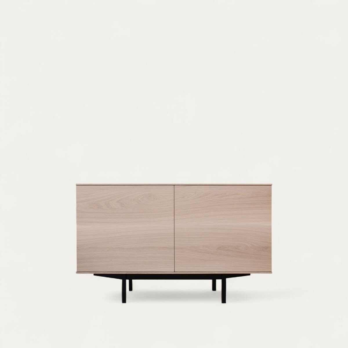 41152_BUFFET slim 2 portes push pull chêne blanchi bois massif pied métal bateau noir sur mesure made in bretagne Pirotais
