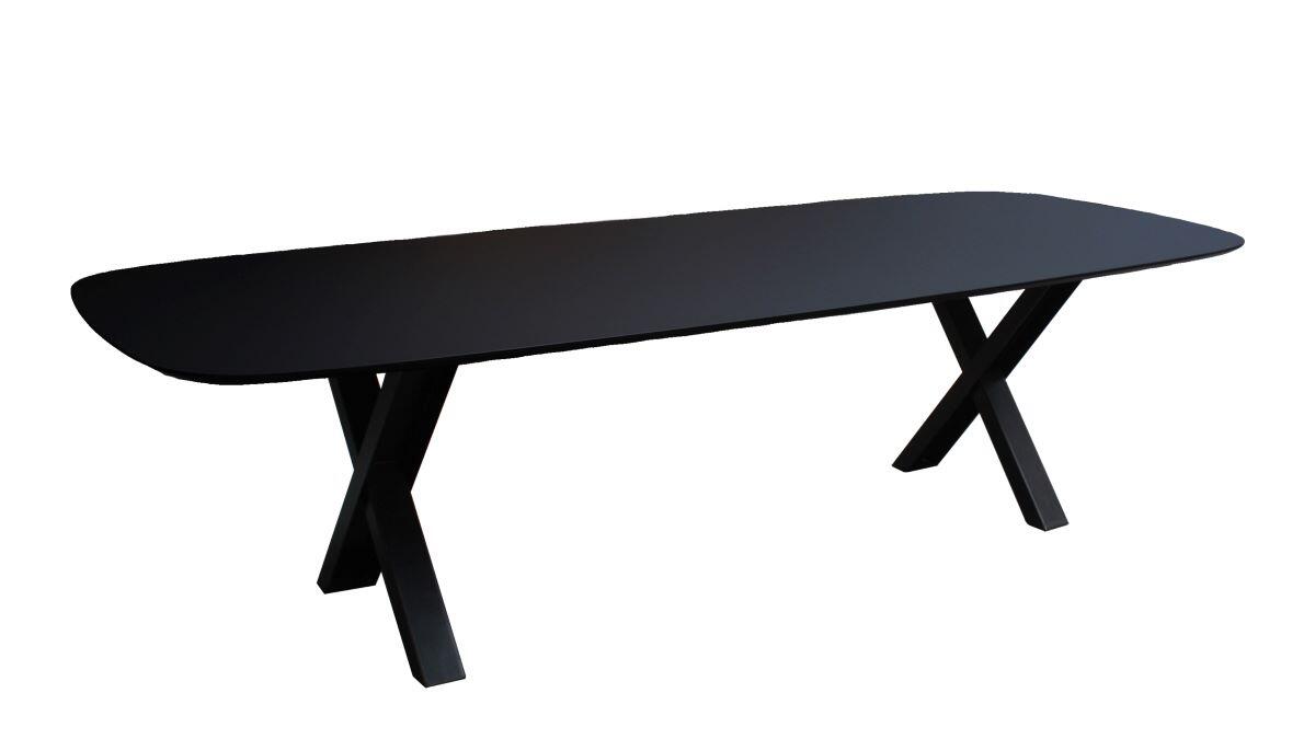 41831F table ovale fénix noir piétement métal noir