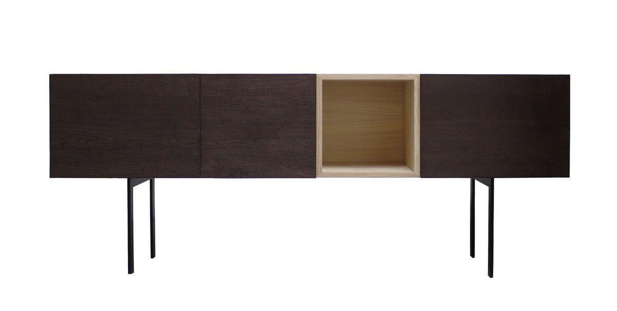 42430 buffet chêne anthracite & blanchi bois massif 3 abattant 1 niche pied métal noir sur mesure ille et vilaine Fougères