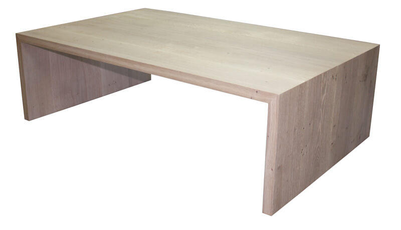 52563 Table basse en chêne brut massif defibré blanchi design