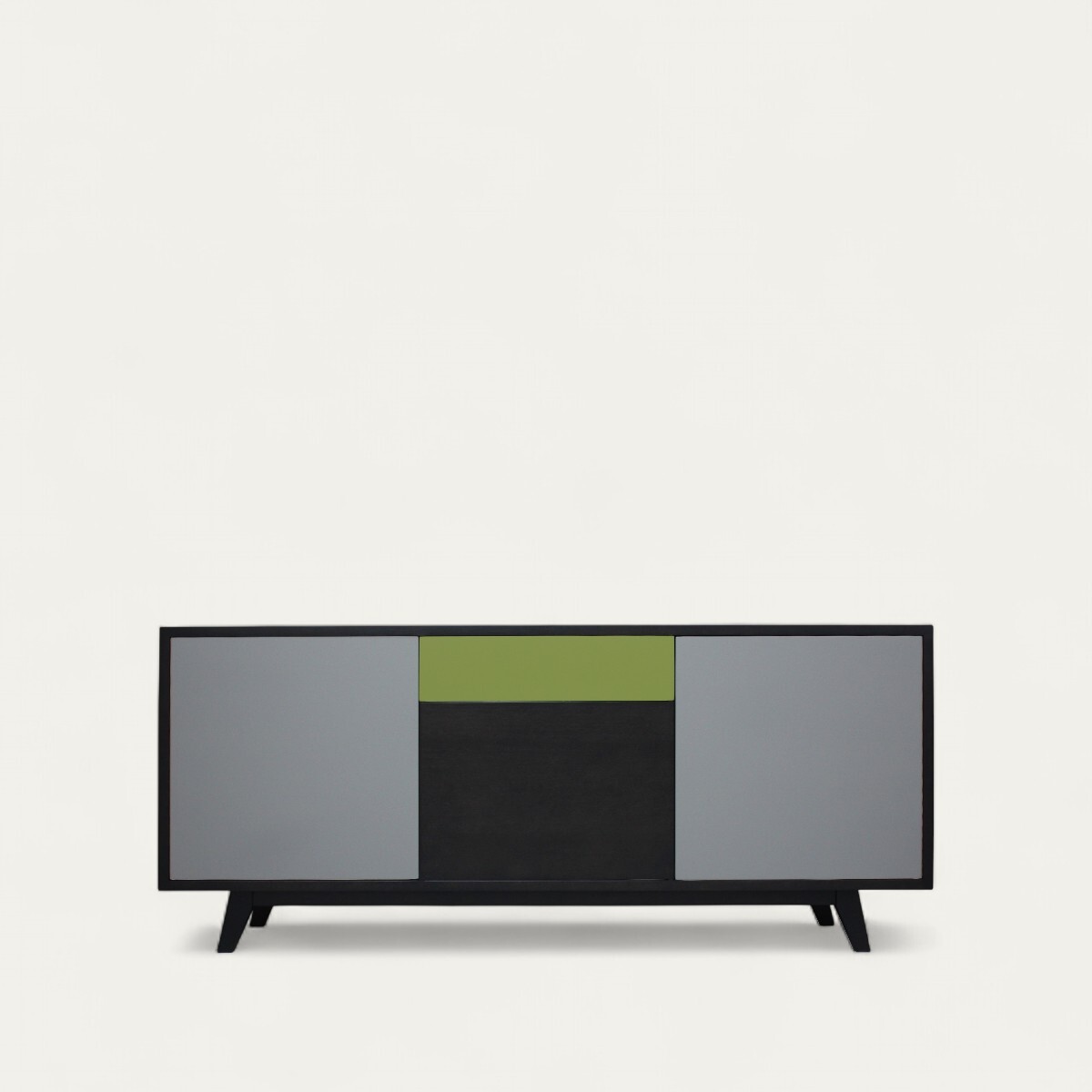 61263 buffet vintage chêne wengé noir et laqué