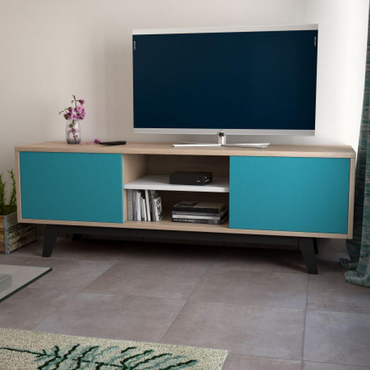 62260 Meuble TV Chêne made in France 2 portes 1 niche