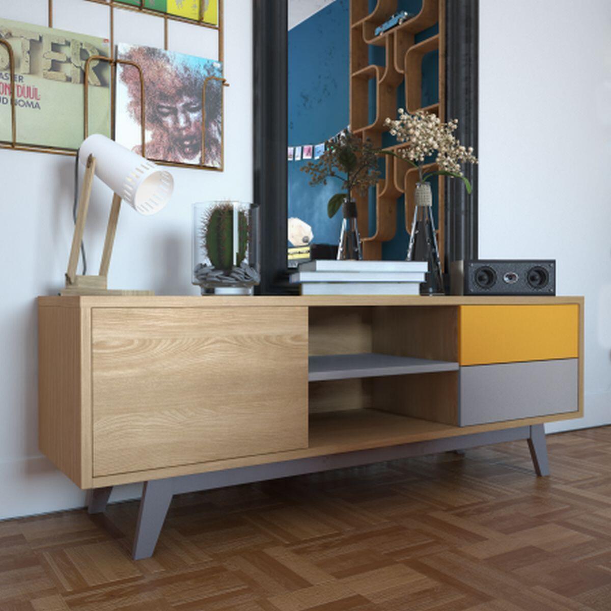 62265 Meuble TV Chêne blanchi made in France