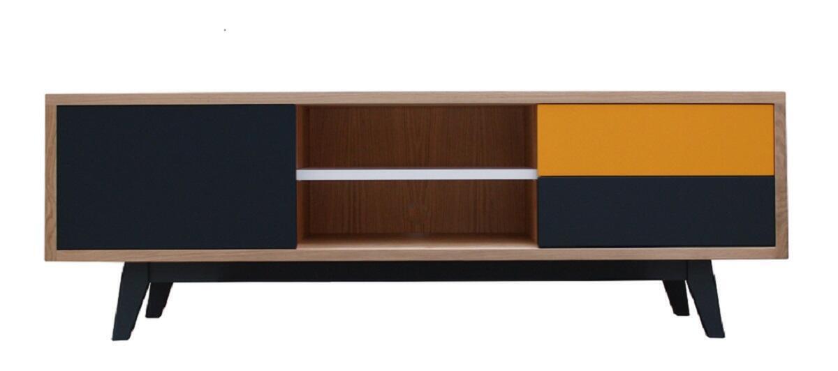 62265 Meuble TV Chêne Gris et jaune sur mesure