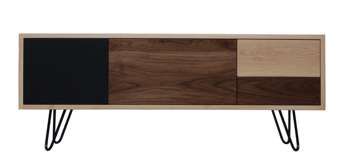 62275 Meuble TV Chêne et Noyer  - Sur mesure
