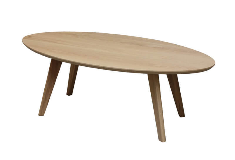Table Basse Basse Ovale Chene Blanchi Bois Massif
