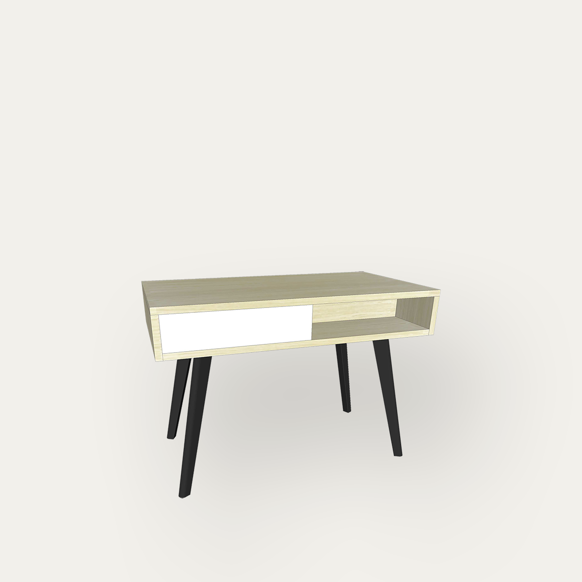 64120_Bureau 1 tiroir 1 niche_V1NTAG3 chêne blanchi