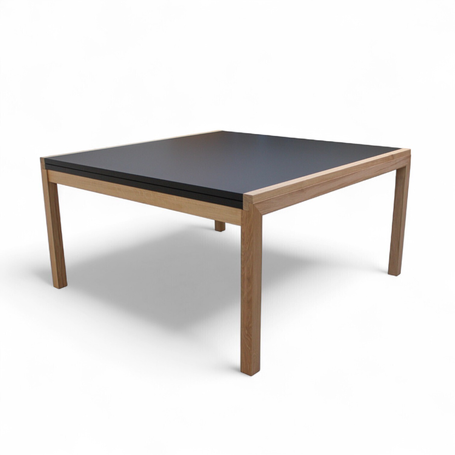 81554_table oxygen carrée allonge sou plateau pied droit en bout sur mesure chêne naturel et fénix noir fabrication française-Photoroom