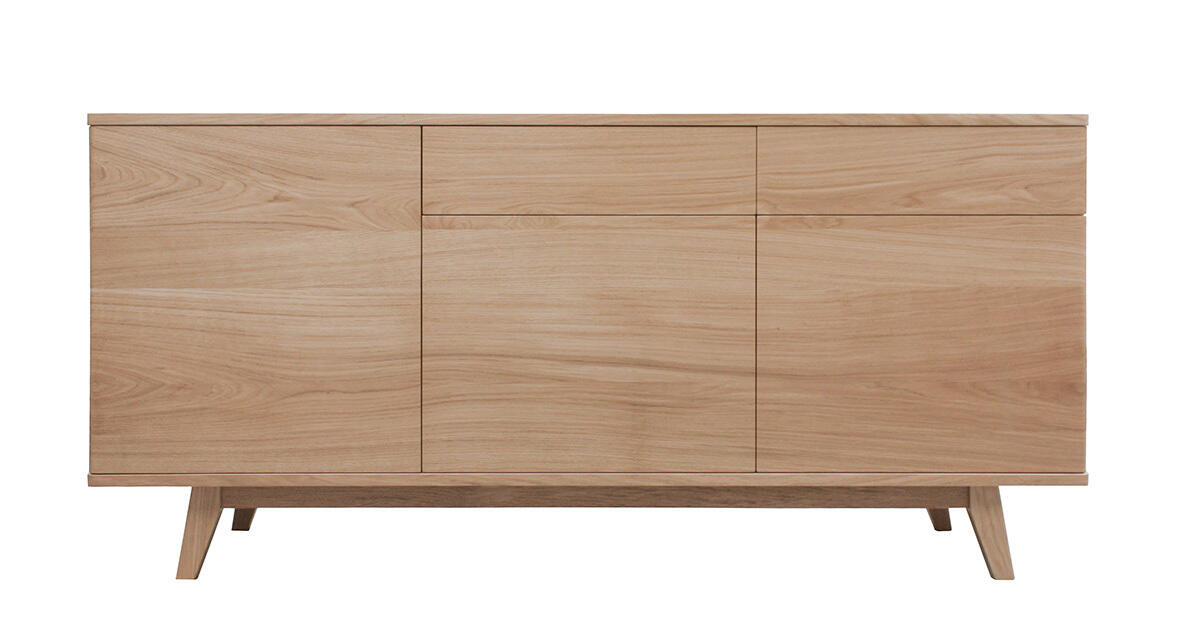 91172_Buffet cooper 3 portes 2 tiroirs push pull chêne naturel bois massif made in Bretagne sur mesure personnalisable Pirotais