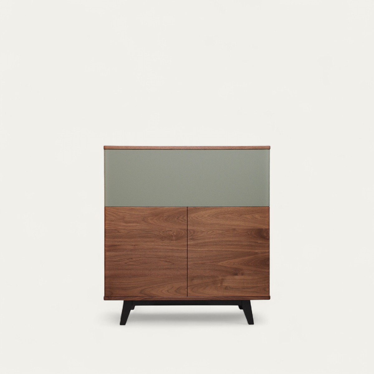 91441 vaisselier buffet noyer naturel laqué vert sauge 1 abattant 2 portes étagères bois vintage rétro arrondis meubles pirotais