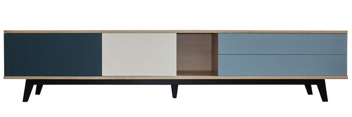 92200_Meuble TV en châtaignier 260 cm sur mesure