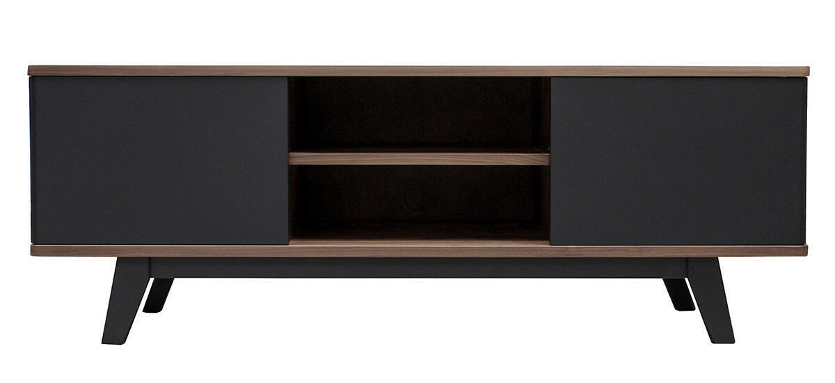 92260 Meuble TV Noyer - sur mesure - noir laqué