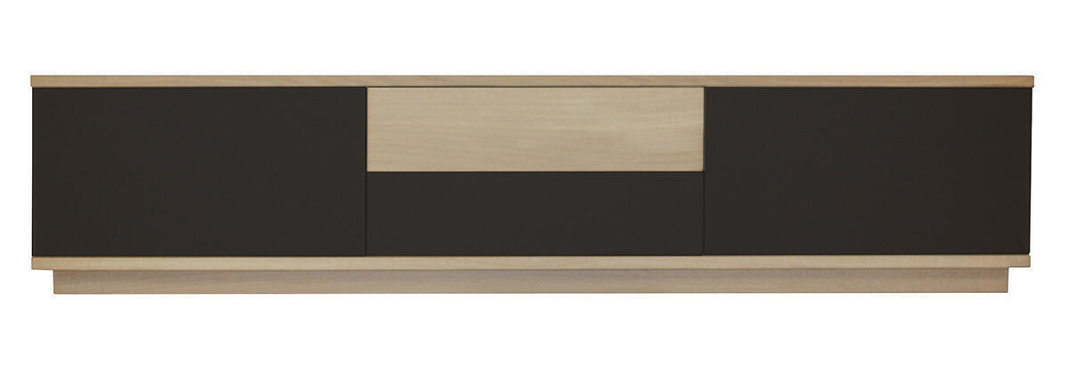 92275_Meuble TV Chêne sur mesure - laqué noir