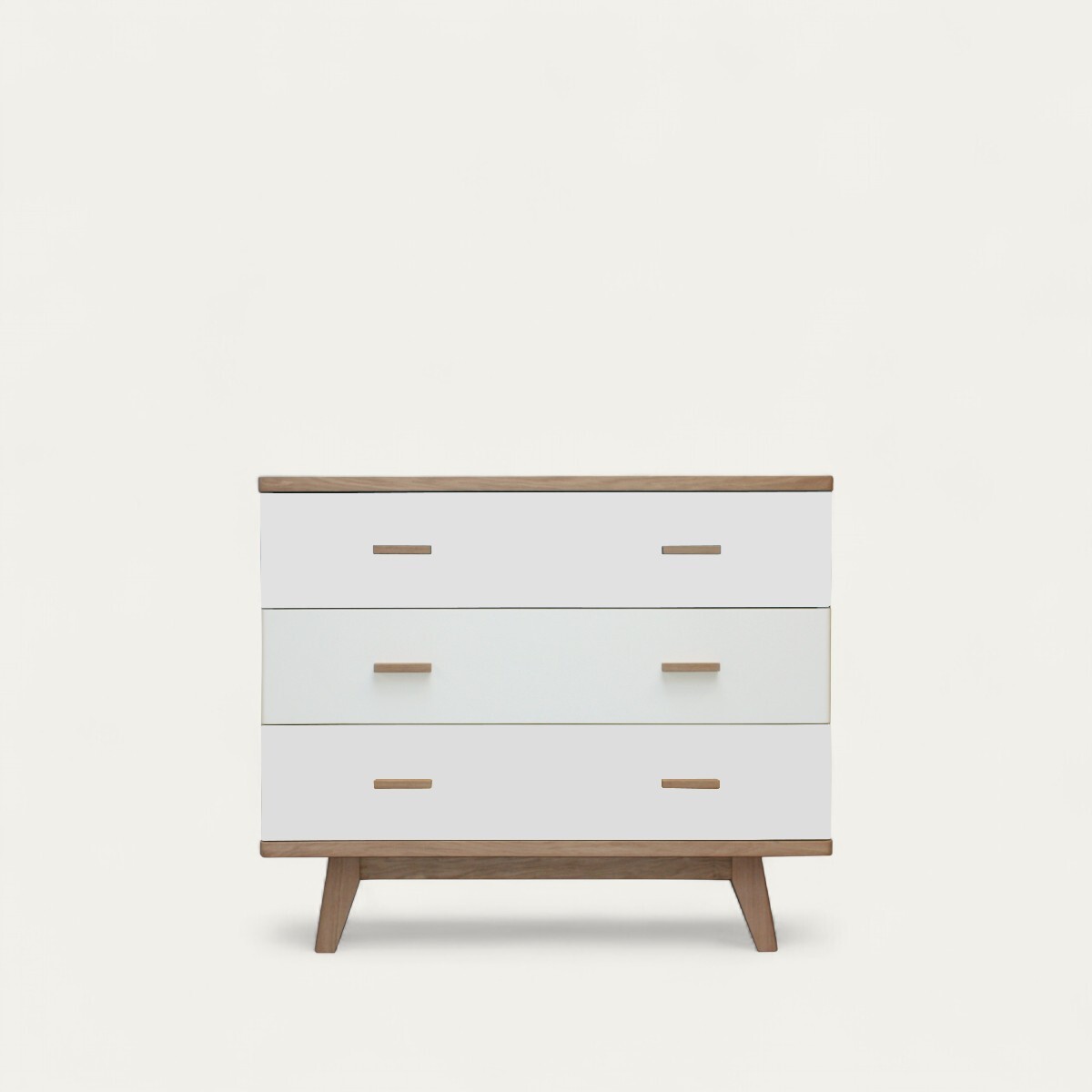 93361_Commode 3 tiroirs collection DOLCE COOPER en arrondi chêne blanchi et laqué blanc sur mesure style vintage