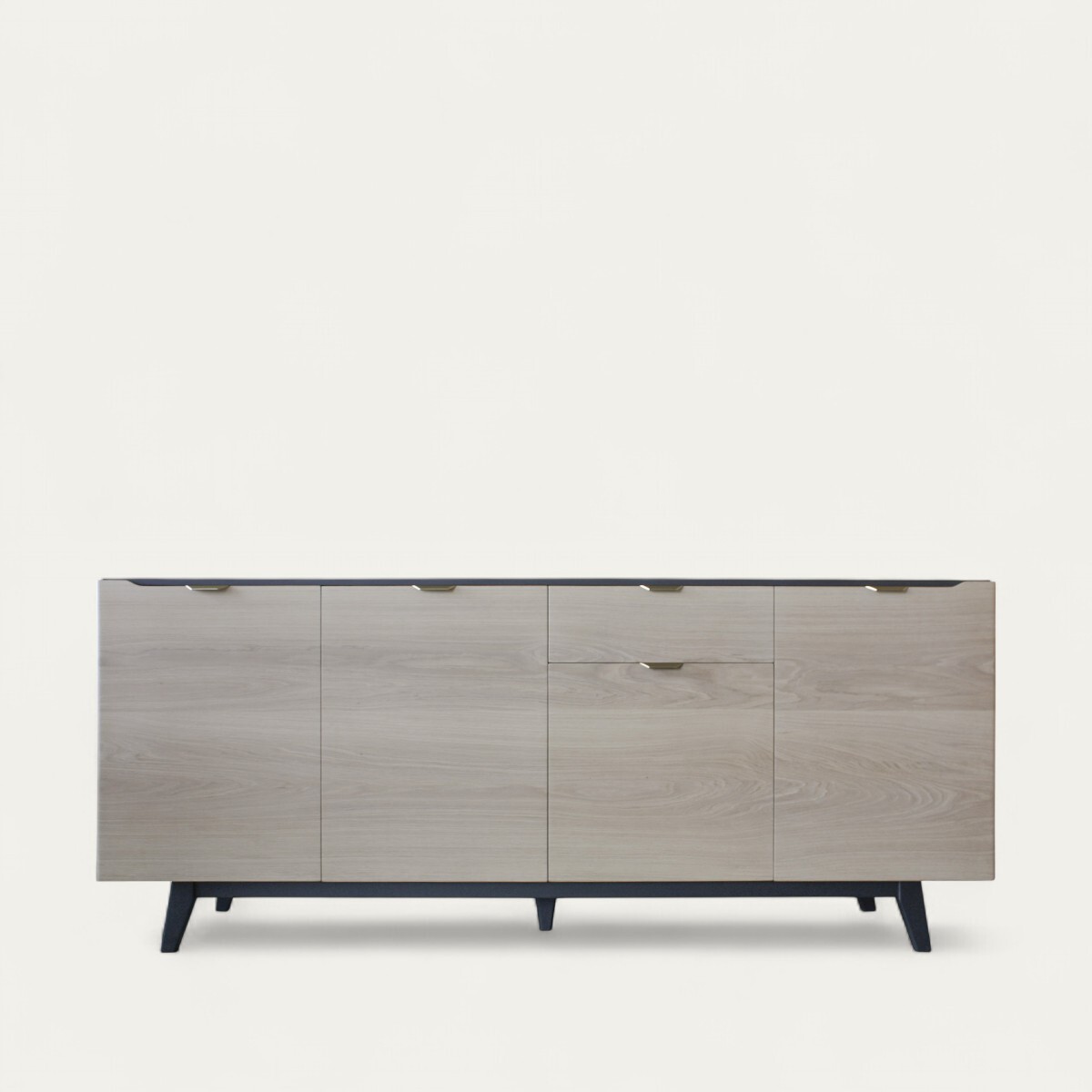 B1275_Buffet 4 portes 1 tiroir chêne blanchi et laqué balustrade étagères bois sur mesure personnalisable made in France