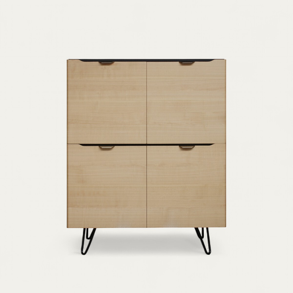 B1461_vaisselier 4 portes merisier massif pied épingle métal made in france sur mesure personnalisable Pirotais