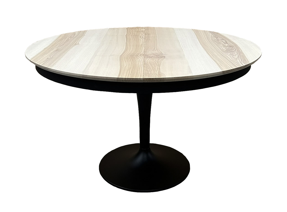 B1930_Table ronde bridge pied tulipe 1 allonge papillon frêne olivier sur mesure made in bretagne