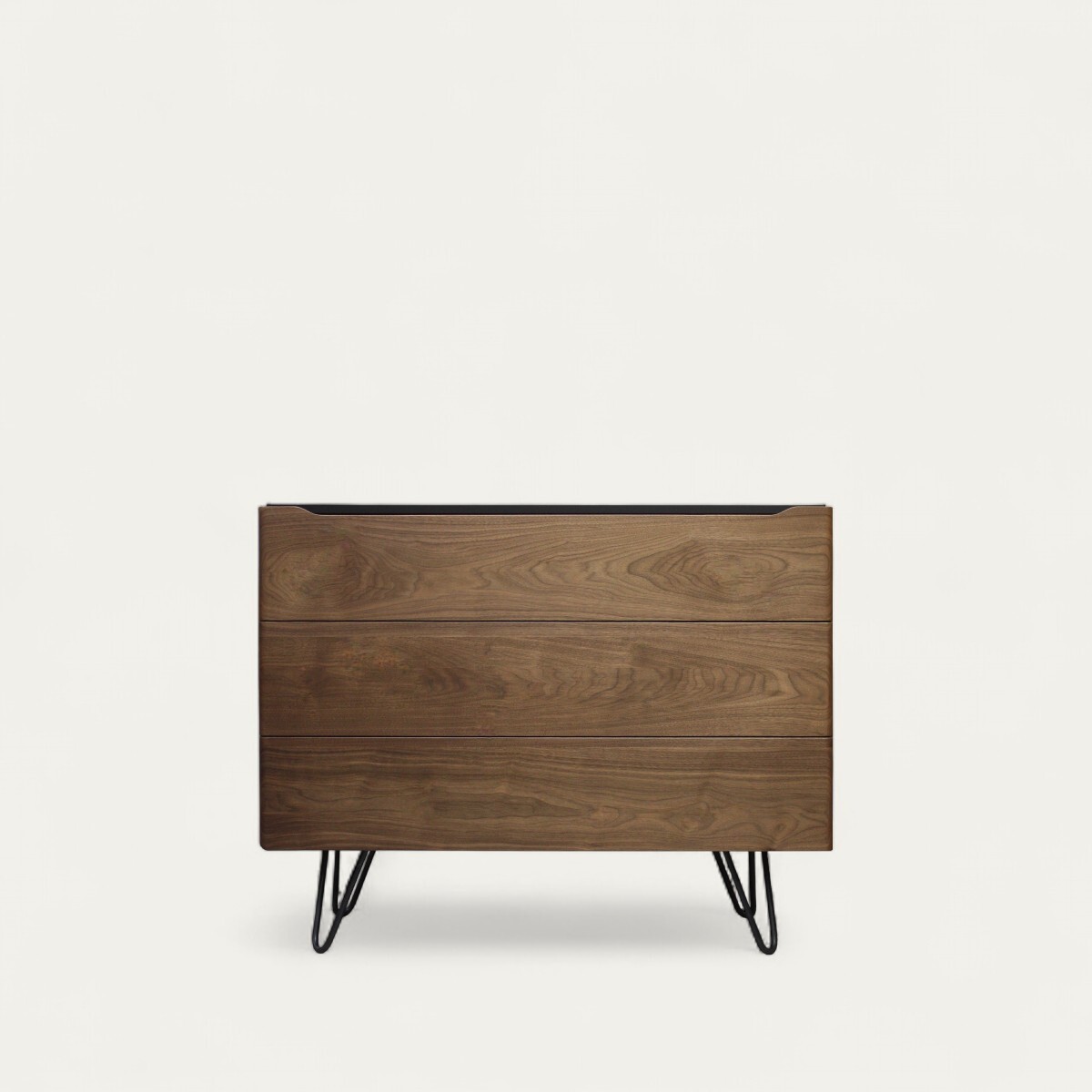 B3361ND_Commode 3 tiroirs noyer naturel &amp; laqué pieds épingle fabricant francais art déco personnalisable pirotais