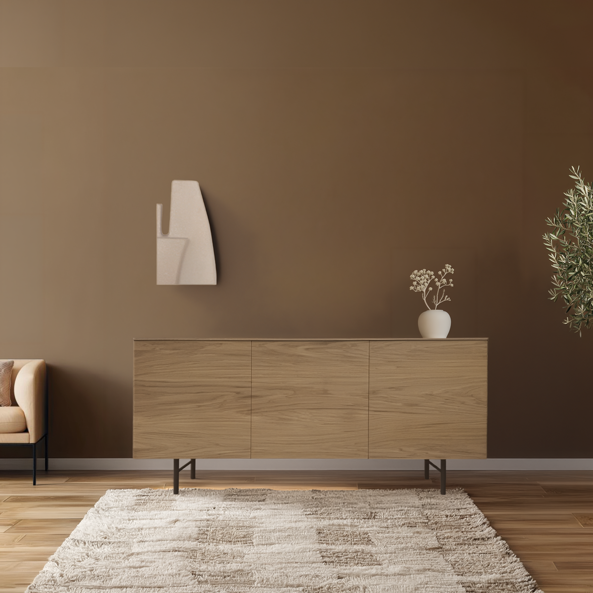Buffet Ublo portes pleines pied H métal noir sur mesure made in bretagne