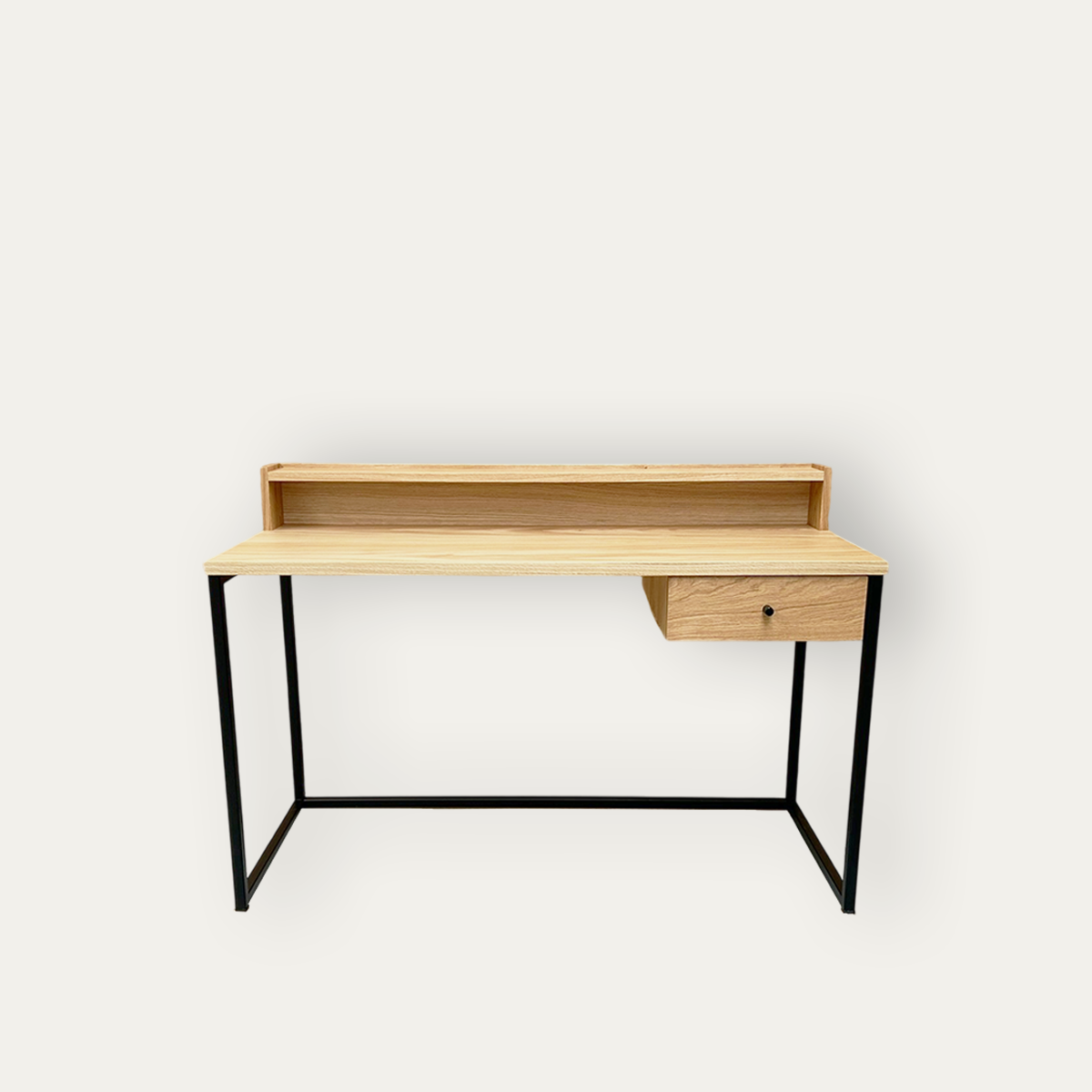 Bureau chêne naturel massif et métal 1 tiroir made in bretagne
