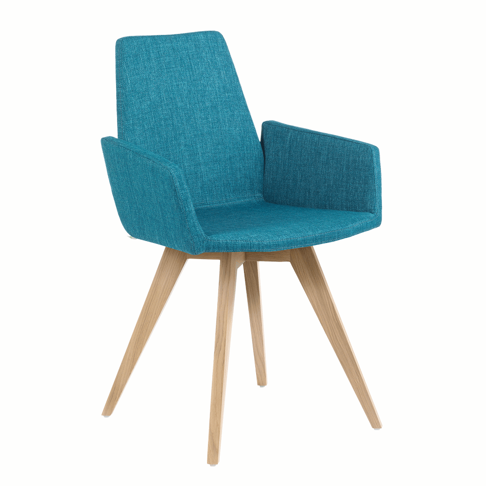 Chaise MOBITEC 43 pied bois tissu hip hop turquoise accoudoirs personnalisable