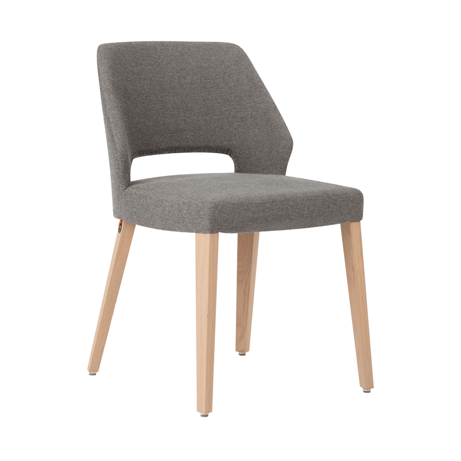 Chaise MOBITEC LENA pied bois tissu gris personnalisable