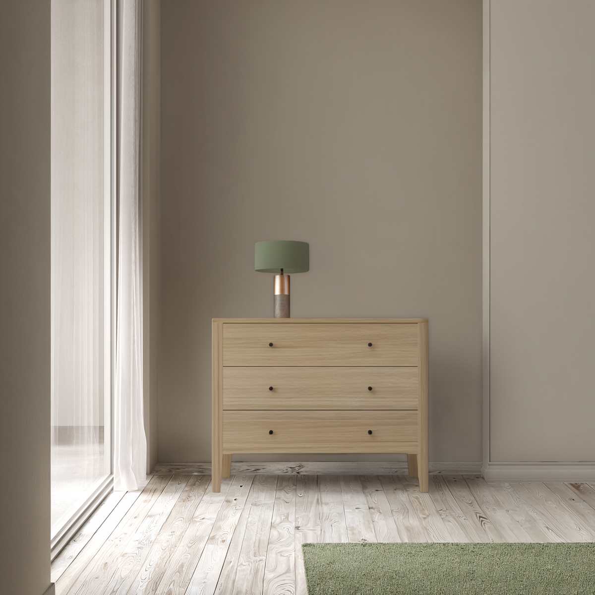 Commode Dolce 3 tiroirs pieds et dessus arrondis made in bretagne sur mesure