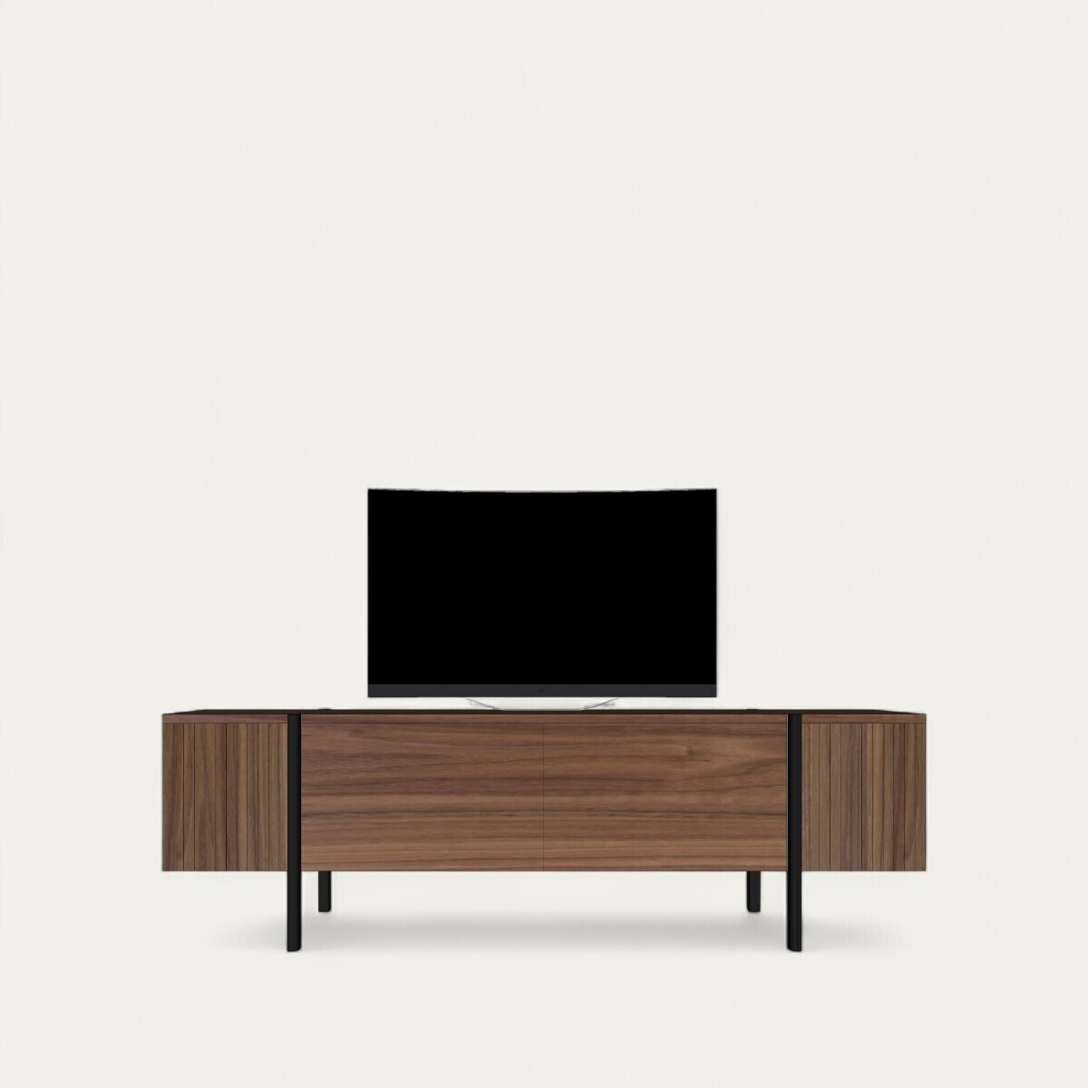 F2360_Buffet TV 2 portes 2 abattants Noyer naturel made in bretagne