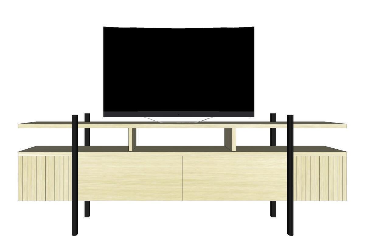 F2370_Meuble TV Chêne et wengé sur mesure