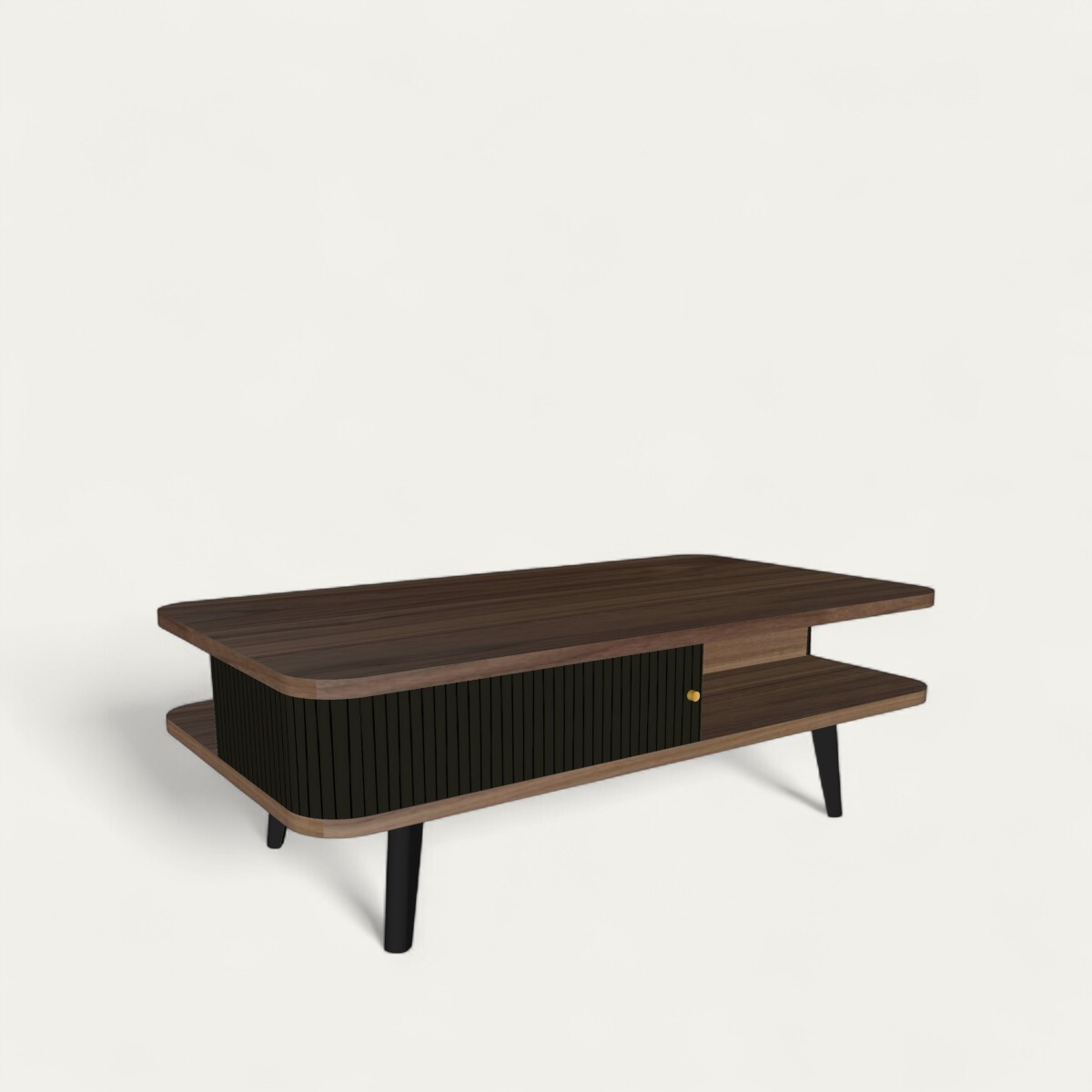 G2561_Table basse 2 portes rideau_GROOVE NOYER naturel & wengé noir