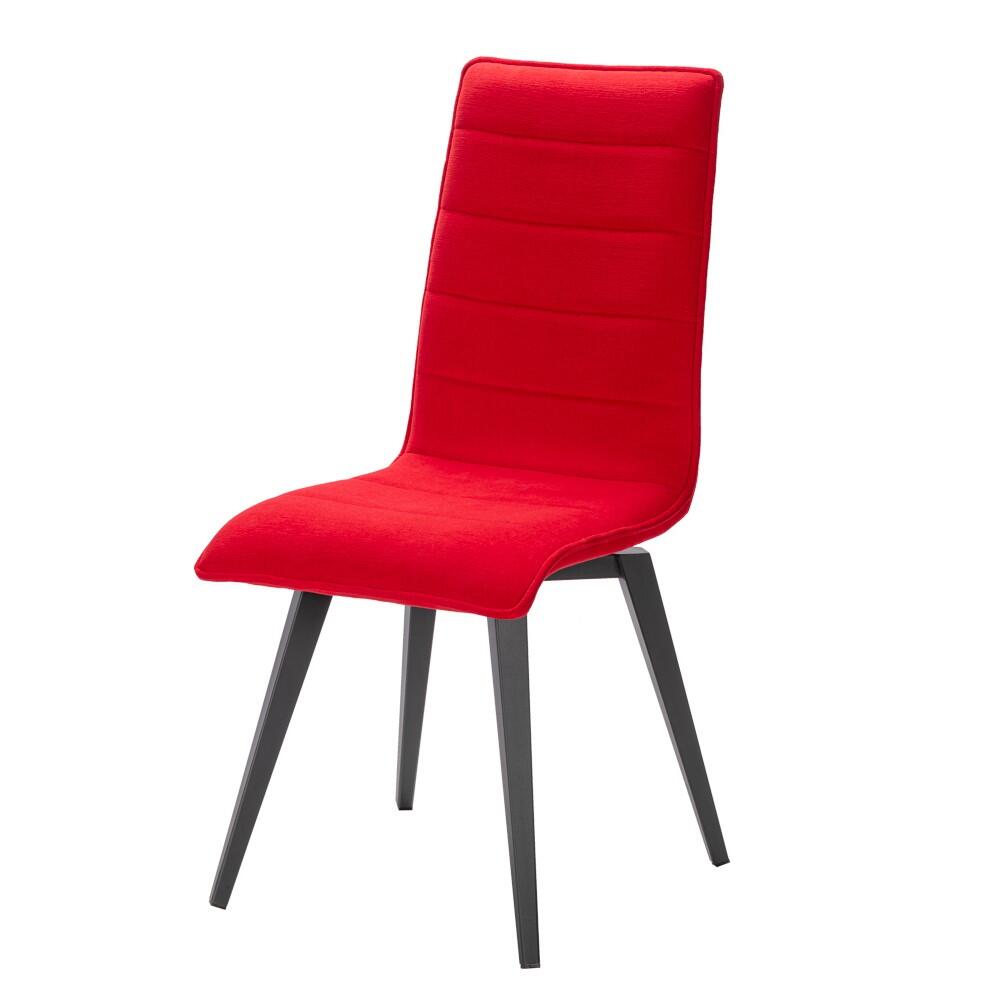 LELLIN chaise tissu aqua clean rouge vermillon pietement métal fuseau fixe ou rotatif personnalisable divers revêtements et piétements made in France