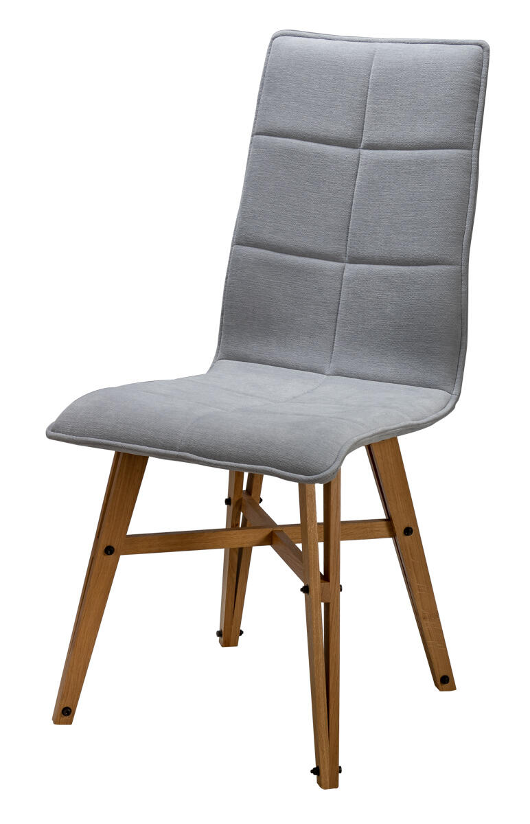 LELZAO chaise tissu aquaclean gris piétement eiffel chêne massif personnalisable divers piétements et revêtements made in France