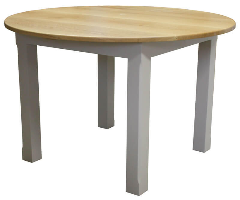 LP421 Table ronde 2 allonges Piétement laqué & dessus chêne naturel