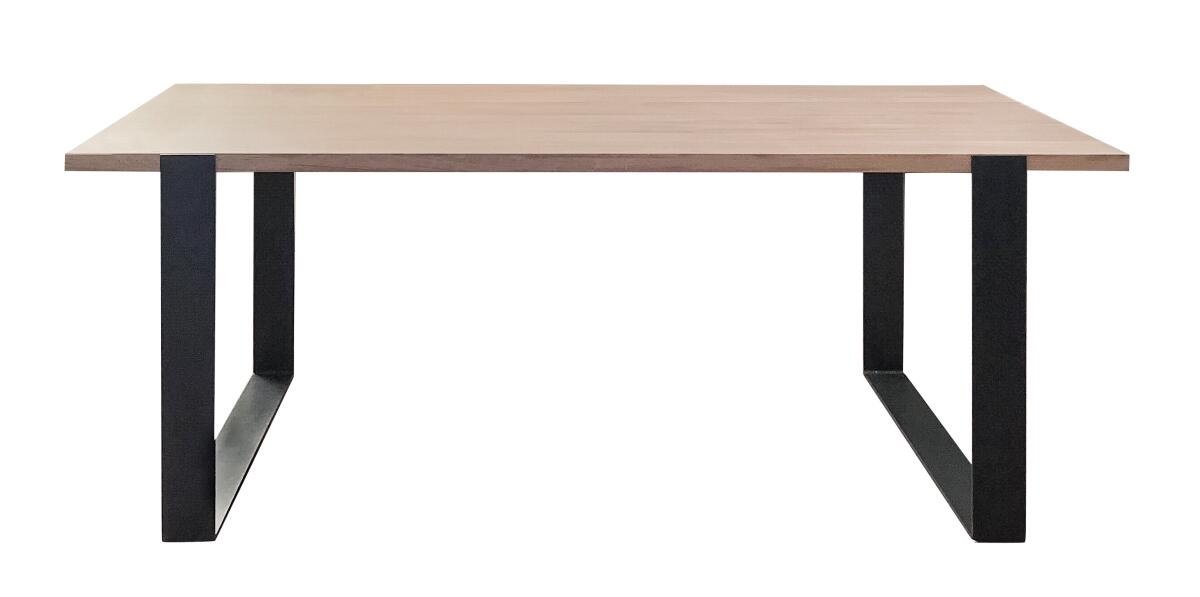 M1701_table chêne blanchi plateau chant droit piétement métal en u sur mesure made in bretagne
