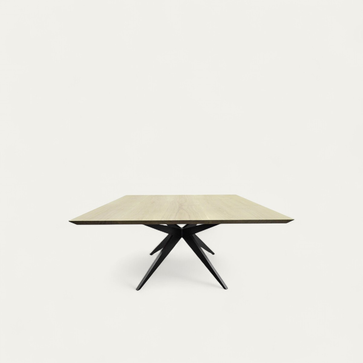 table carrée bois massif chêne blanchi piétement papillon thermo laqué noir made in france personnalisable sur mesure