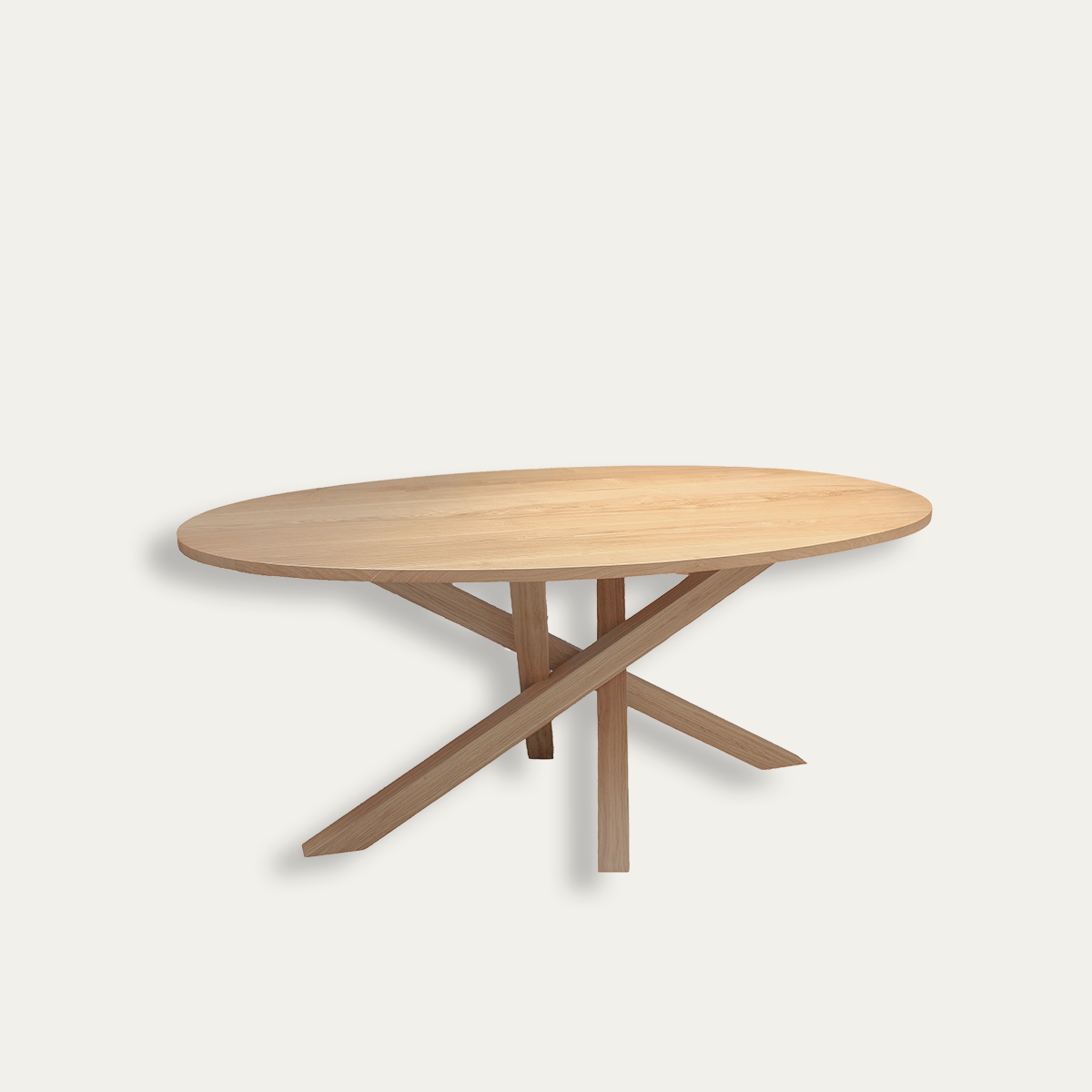 Table ovale pied mikado bois chêen blanchi sur mesure made in bretagne