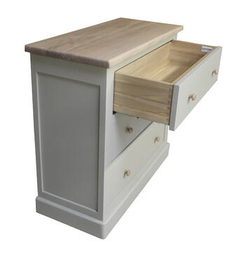 03361_commode Roma 3 tiroirs queue d'arronde chêne blanchi massif laqué french gray bouton rond sou mesure personnalisable made in bretagne